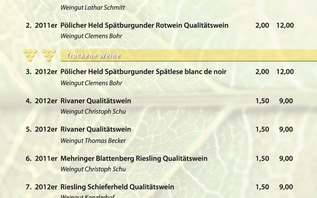 Pölich Weinkarte